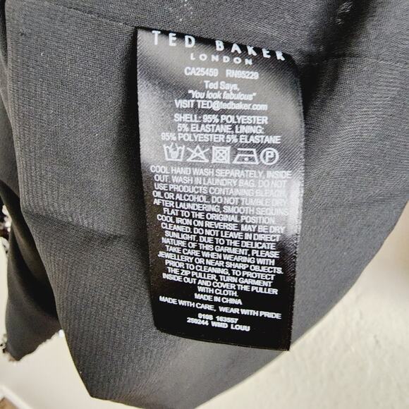 NWT Ted Baker Louu Silver Black Sequin Zebra Mini Dress Cocktail XS - Picture 14 of 16